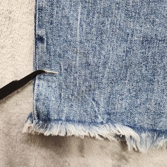 Zara Trafaluc denimwear Jeans Womens 8 Blue Distressed Graffiti Slim Leg Raw Hem - Picture 7 of 16